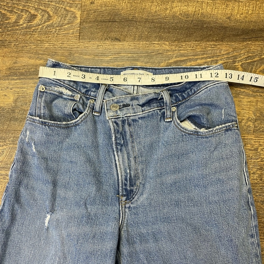 Abercrombie Fitch Jeans 90s Straight Ultra High Rise Cross Waist Distressed 26/2 - Picture 3 of 11
